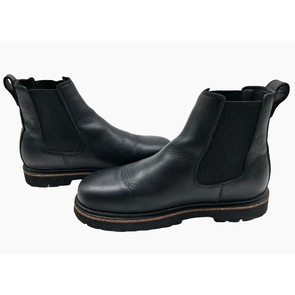 Birkenstock Boots Womens Size 9 Black Leather Chelsea Ankle Lug Sole Pull On